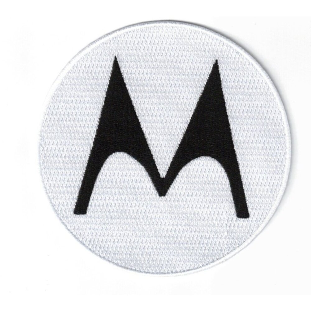 Motorola White Jersey Sleeve 4in Embroidered Iron-on Patch